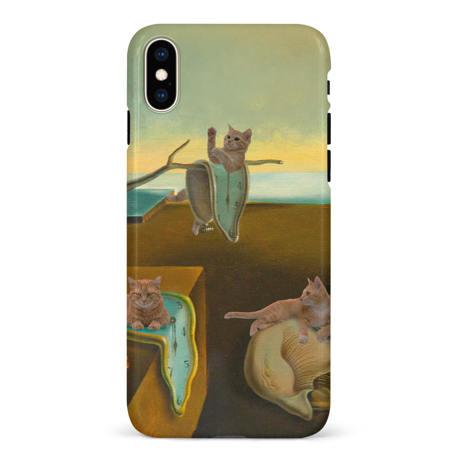 iPhone XS Max Surreal Cats on Melting Clocks Artistic Cat Phone Case