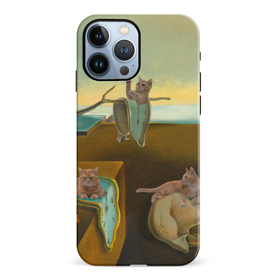 iPhone 12 Pro Surreal Cats on Melting Clocks Artistic Cat Phone Case