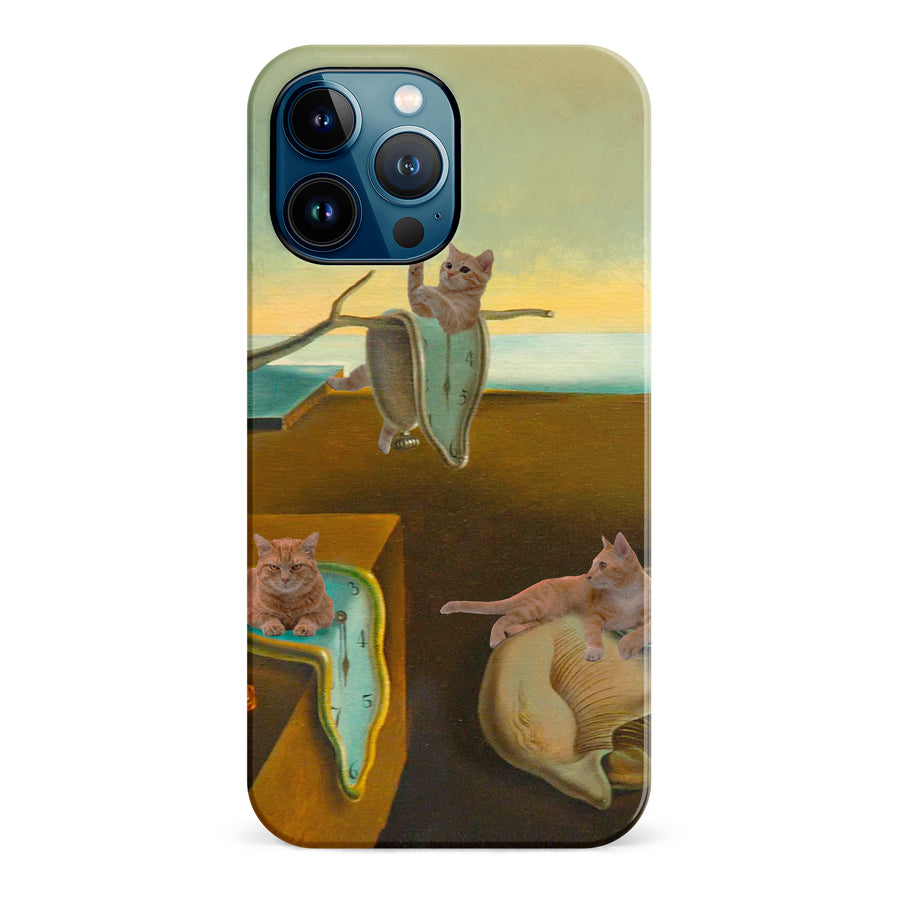 iPhone 12 Pro Max Surreal Cats on Melting Clocks Artistic Cat Phone Case