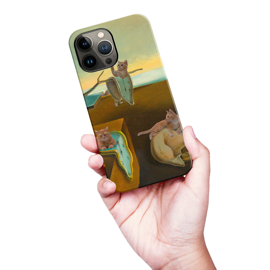 Surreal Cats on Melting Clocks Artistic Cat Phone Case