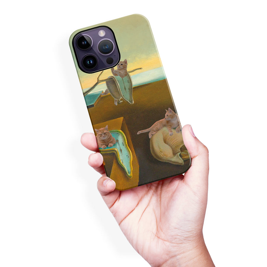 Surreal Cats on Melting Clocks Artistic Cat Phone Case