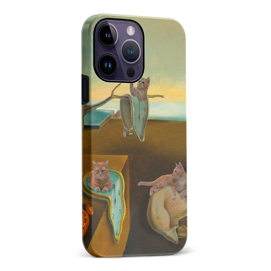 Surreal Cats on Melting Clocks Artistic Cat Phone Case