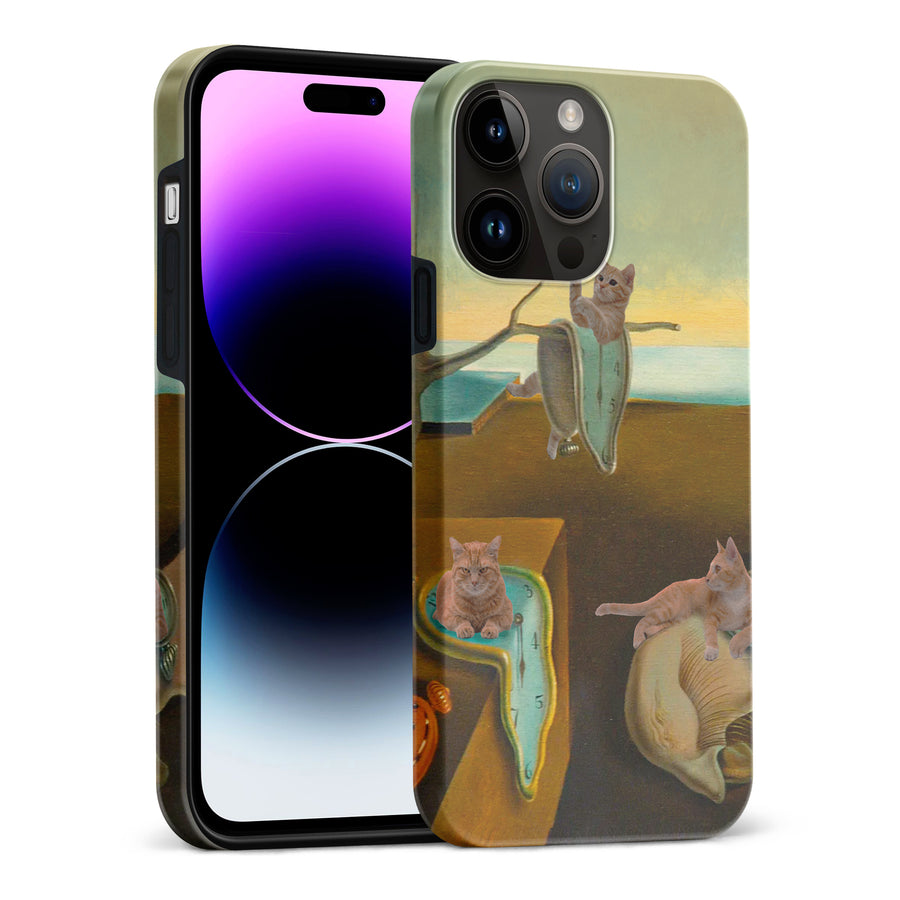 Surreal Cats on Melting Clocks Artistic Cat Phone Case