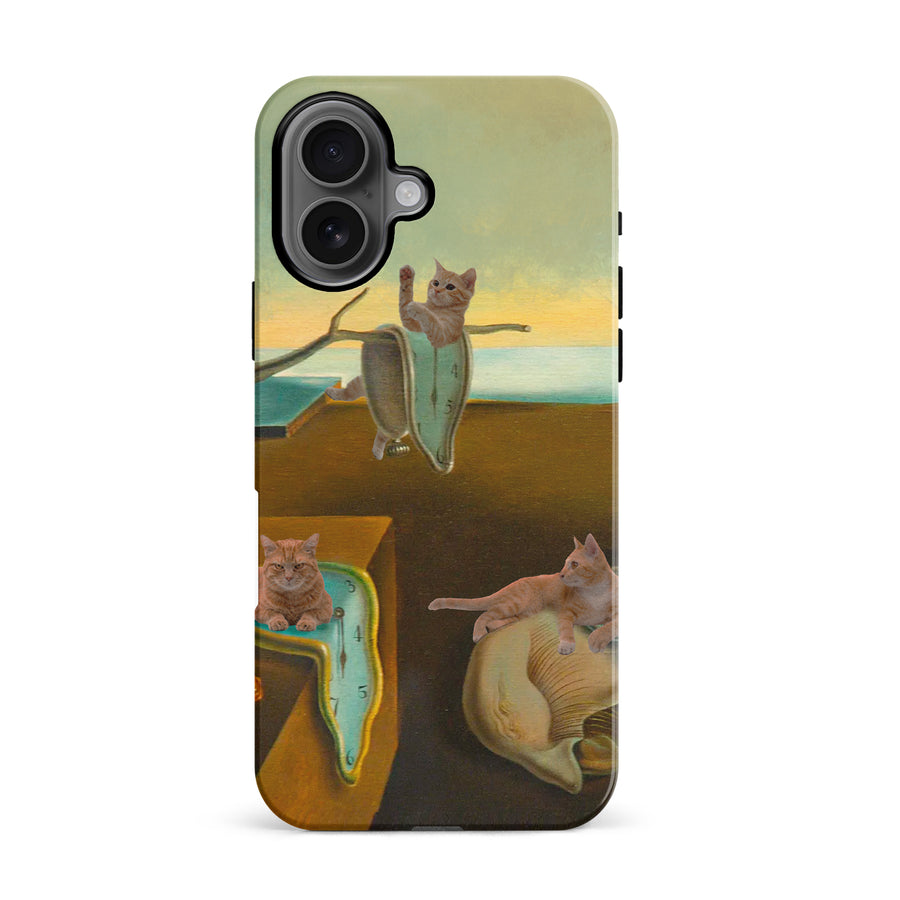 Surreal Cats on Melting Clocks Artistic Cat Phone Case