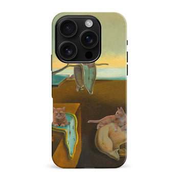 iPhone 16 Pro Max Surreal Cats on Melting Clocks Artistic Cat Phone Case