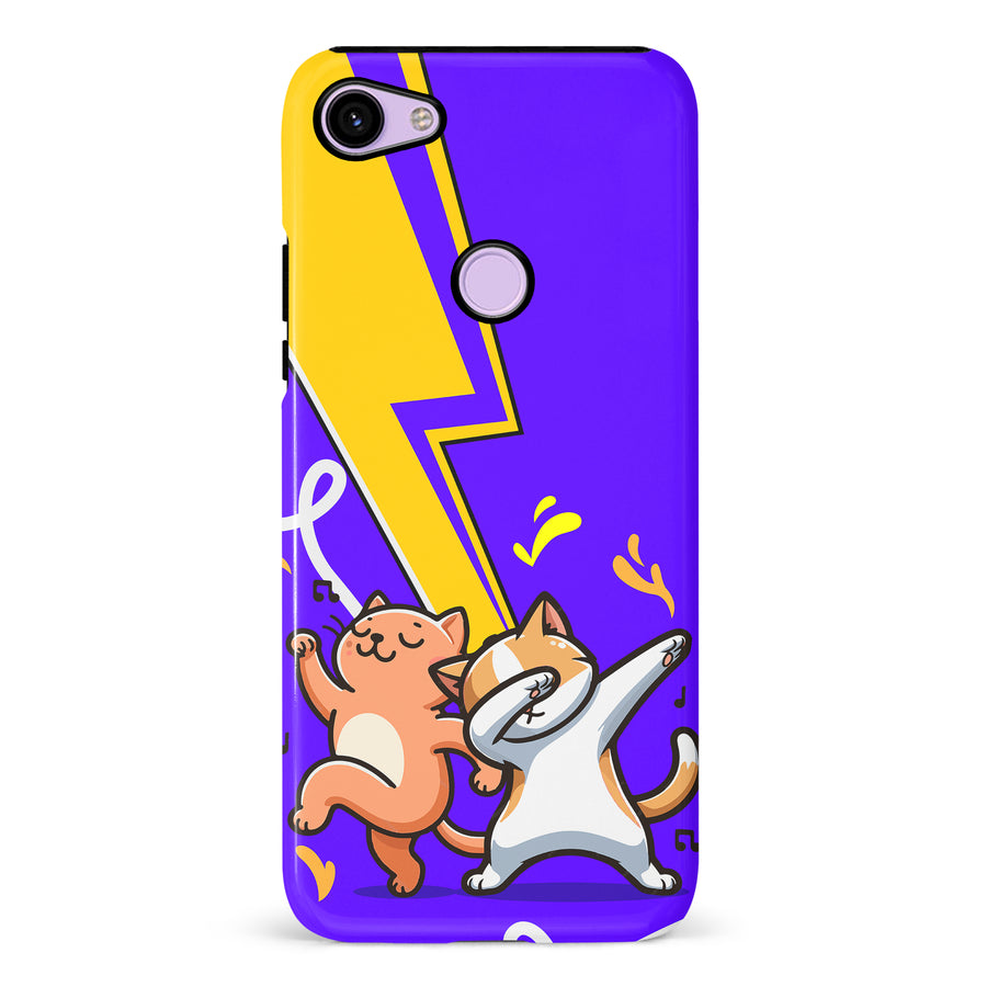 Google Pixel 3 Dabbing Cats on Purple with Lightning Bolt Cat Phone Case