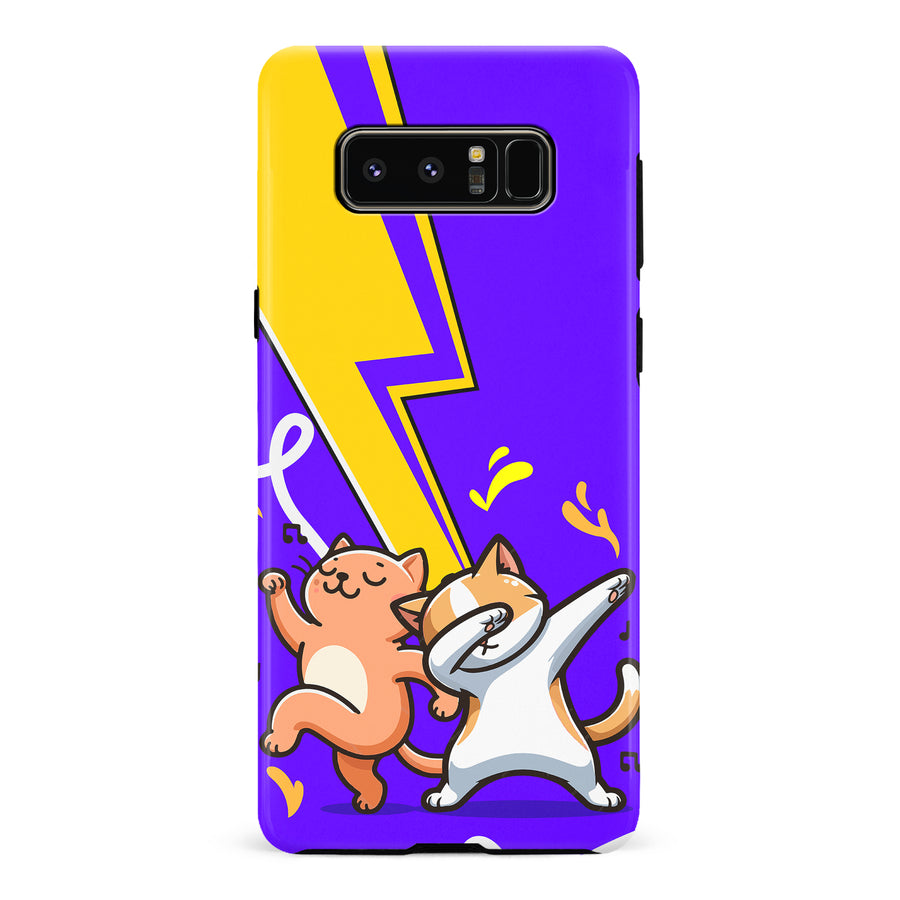 Samsung Galaxy Note 8 Dabbing Cats on Purple with Lightning Bolt Cat Phone Case