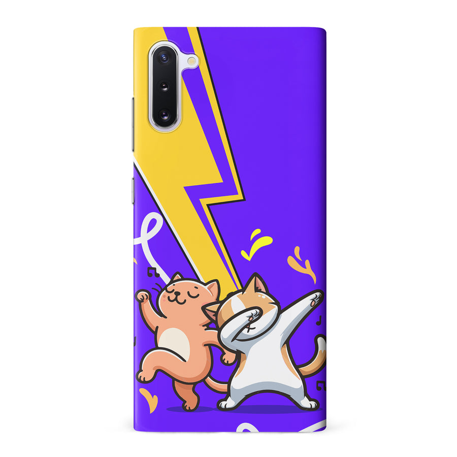 Samsung Galaxy Note 10 Dabbing Cats on Purple with Lightning Bolt Cat Phone Case