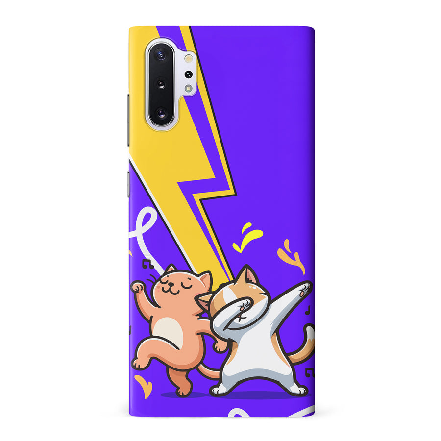 Samsung Galaxy Note 10 Plus Dabbing Cats on Purple with Lightning Bolt Cat Phone Case