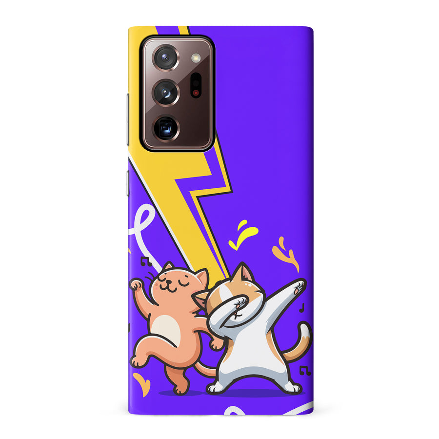 Samsung Galaxy Note 20 Ultra Dabbing Cats on Purple with Lightning Bolt Cat Phone Case