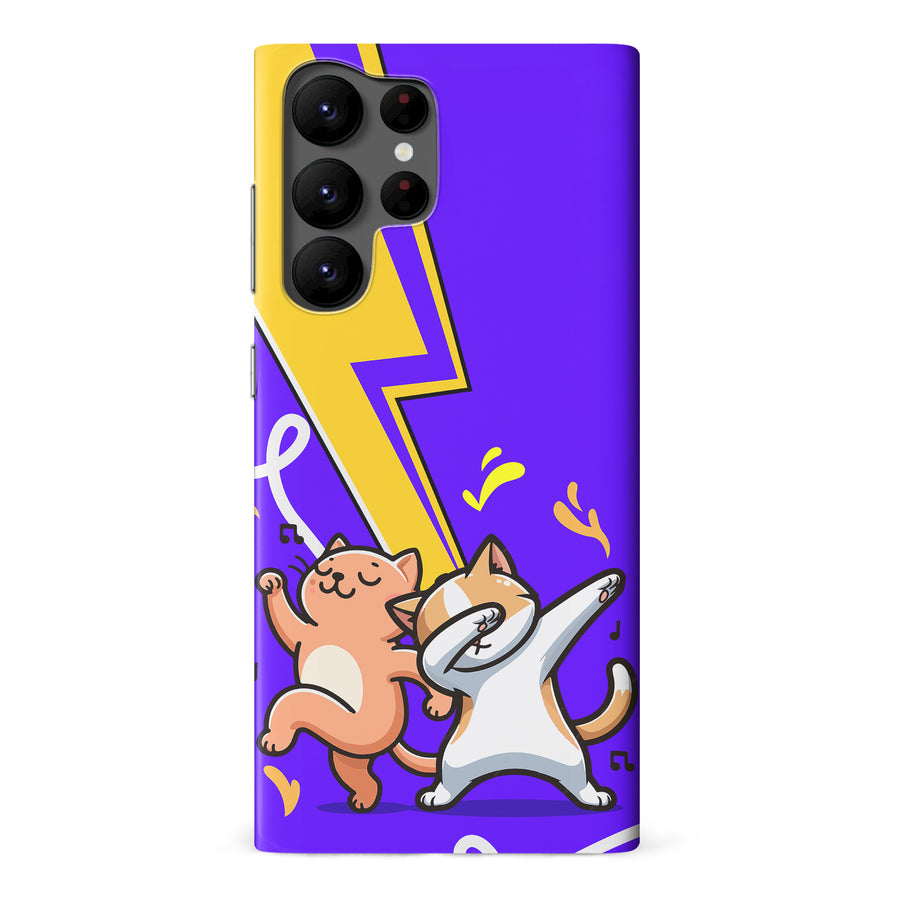 Dabbing Cats on Purple with Lightning Bolt Cat Phone Case