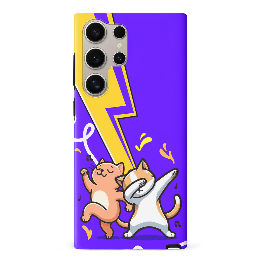 Dabbing Cats on Purple with Lightning Bolt Cat Phone Case