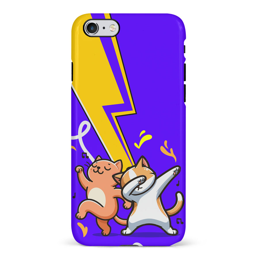 iPhone 6 Dabbing Cats on Purple with Lightning Bolt Cat Phone Case