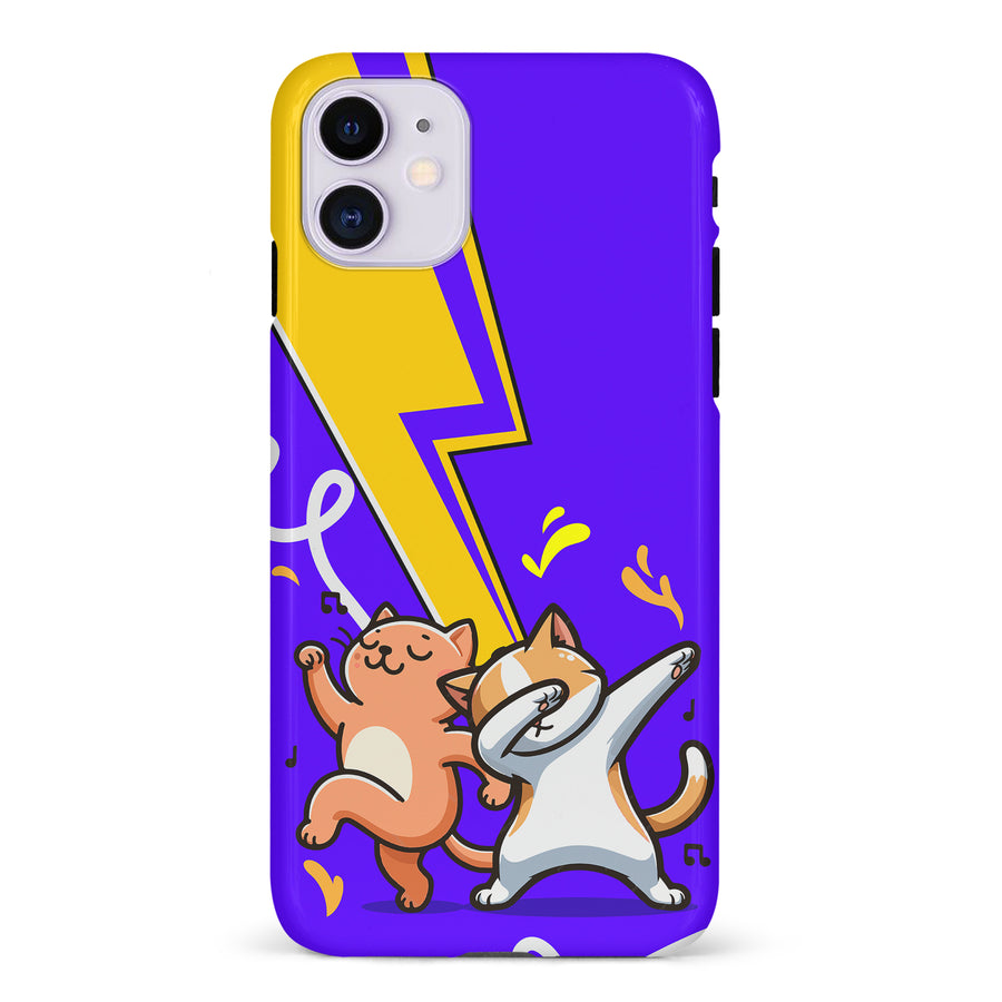 Dabbing Cats on Purple with Lightning Bolt Cat Phone Case