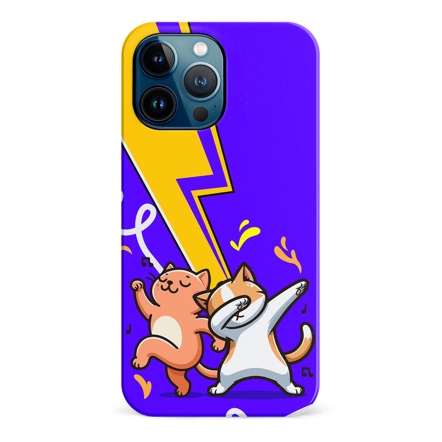 iPhone 12 Pro Max Dabbing Cats on Purple with Lightning Bolt Cat Phone Case