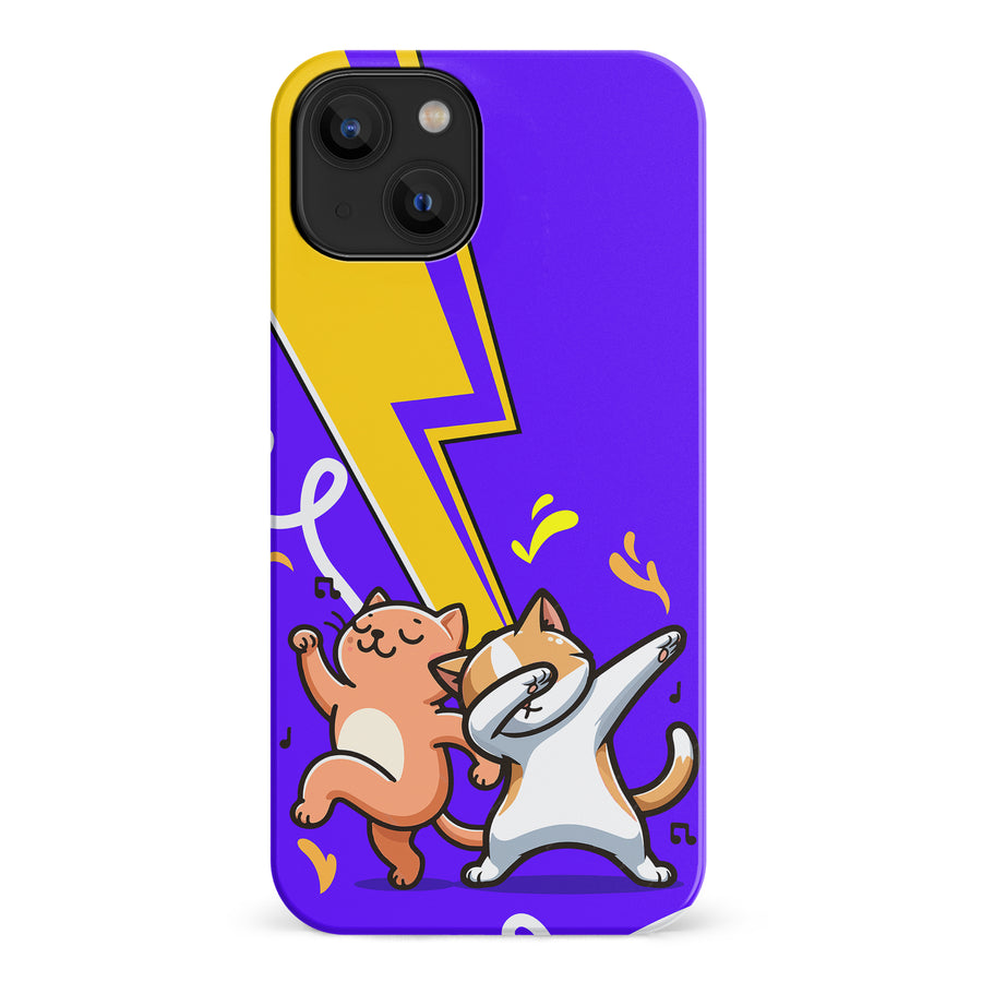 Dabbing Cats on Purple with Lightning Bolt Cat Phone Case