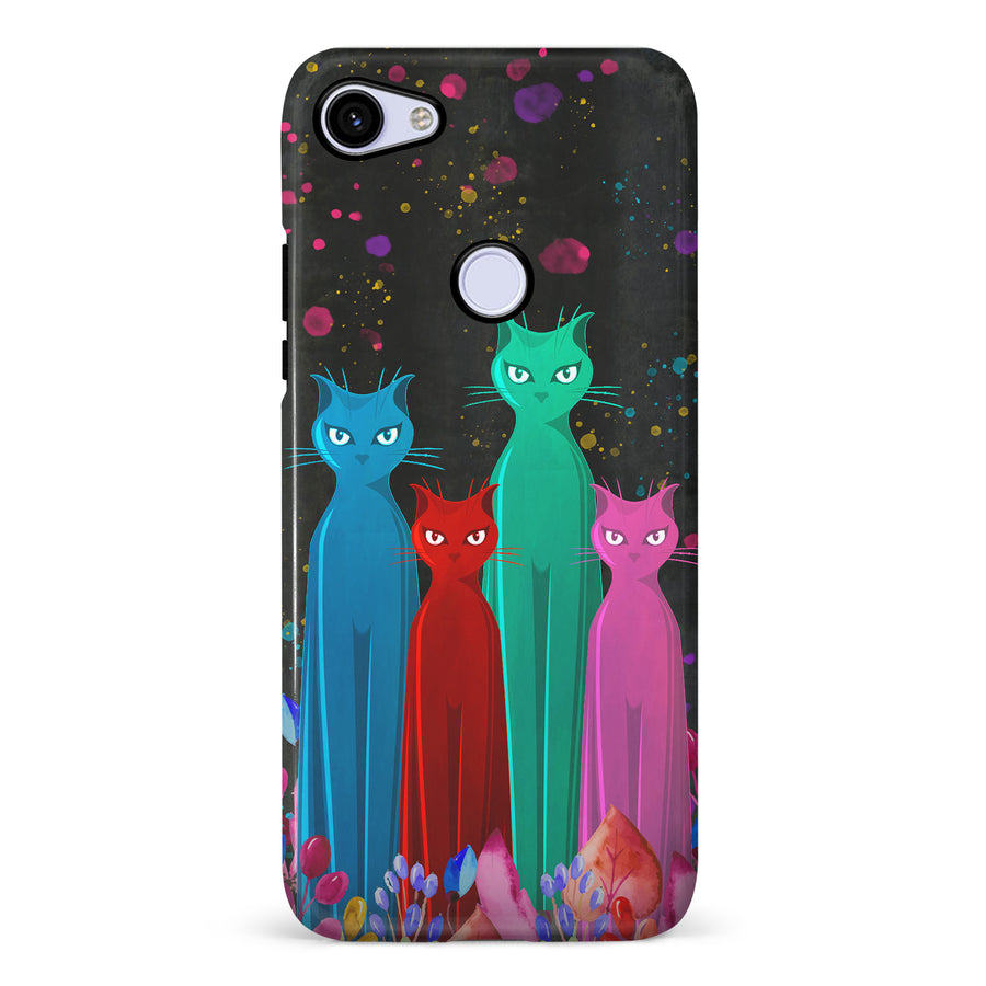 Google Pixel 3A Cosmic Cats in Vibrant Colors Space Design Cat Phone Case