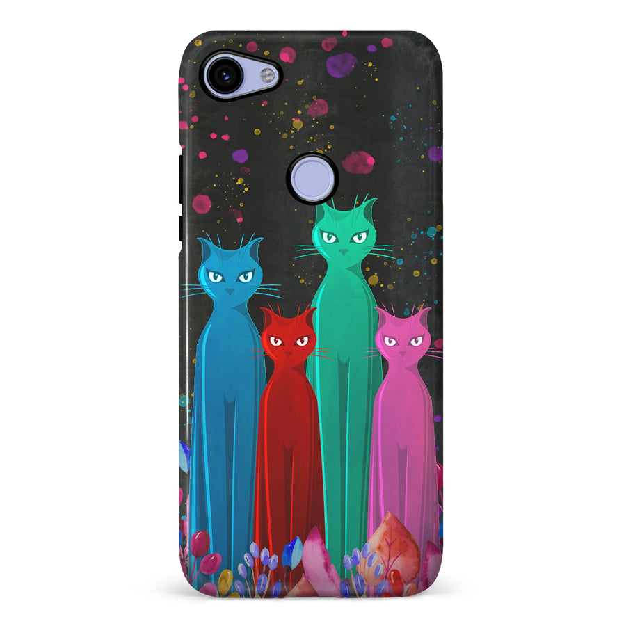 Google Pixel 3A XL Cosmic Cats in Vibrant Colors Space Design Cat Phone Case