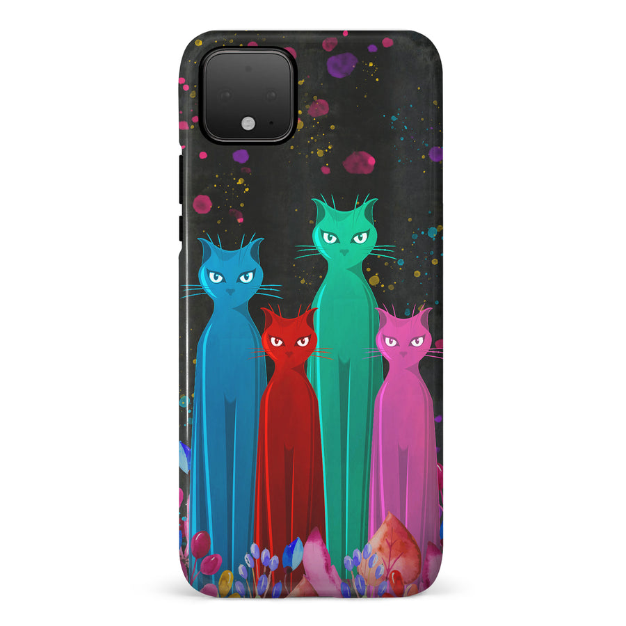 Google Pixel 4 Cosmic Cats in Vibrant Colors Space Design Cat Phone Case