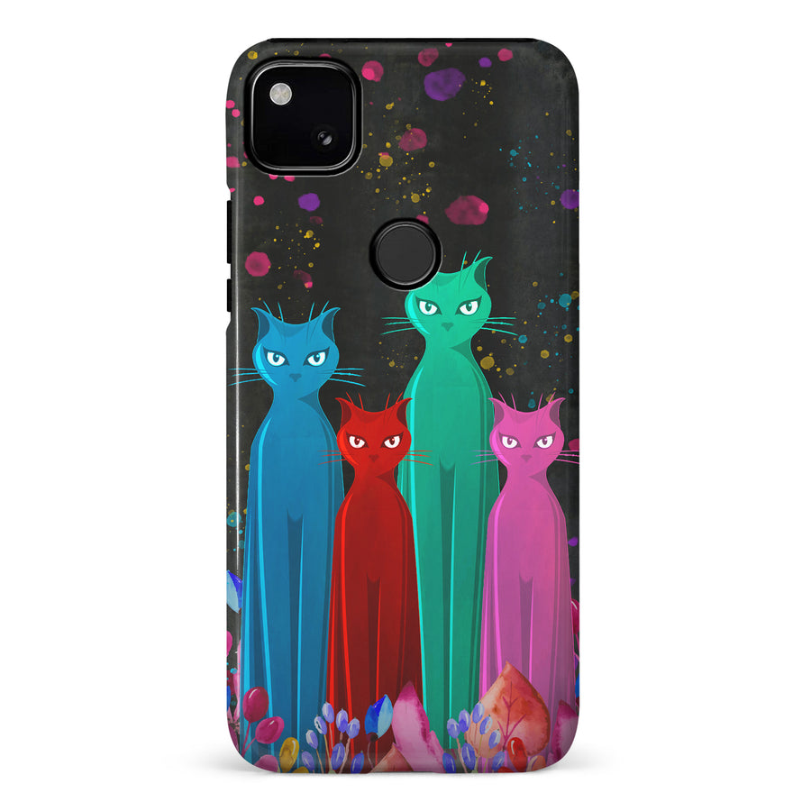 Google Pixel 4A Cosmic Cats in Vibrant Colors Space Design Cat Phone Case