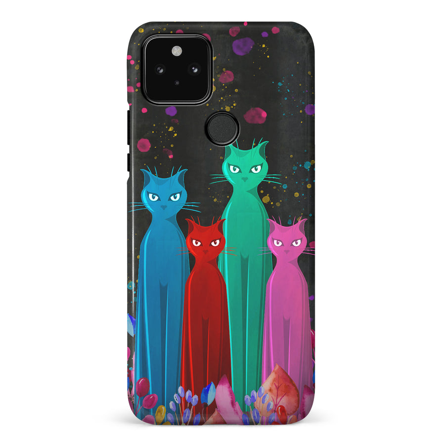 Google Pixel 5 Cosmic Cats in Vibrant Colors Space Design Cat Phone Case