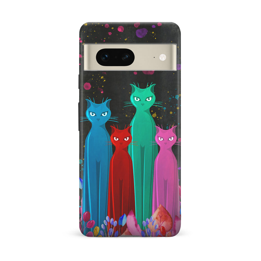 Google Pixel 7 Cosmic Cats in Vibrant Colors Space Design Cat Phone Case