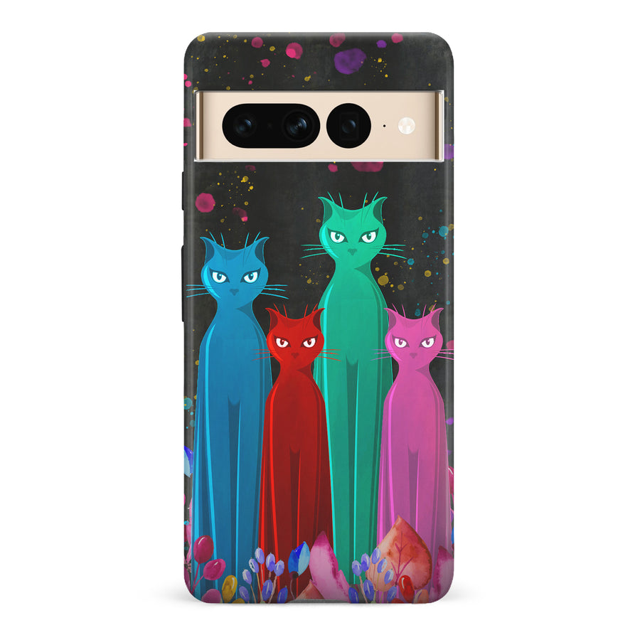 Google Pixel 7 Pro Cosmic Cats in Vibrant Colors Space Design Cat Phone Case