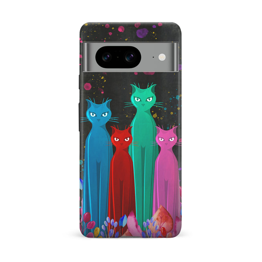 Google Pixel 8 Cosmic Cats in Vibrant Colors Space Design Cat Phone Case