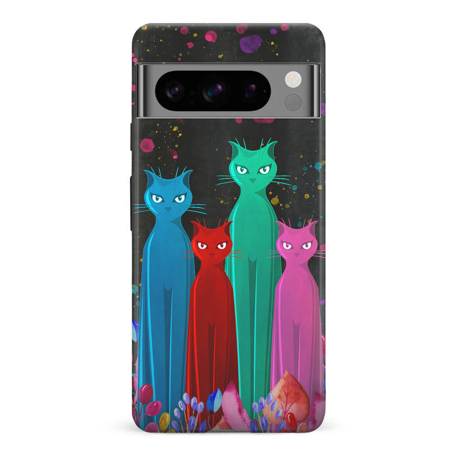 Google Pixel 8 Pro Cosmic Cats in Vibrant Colors Space Design Cat Phone Case