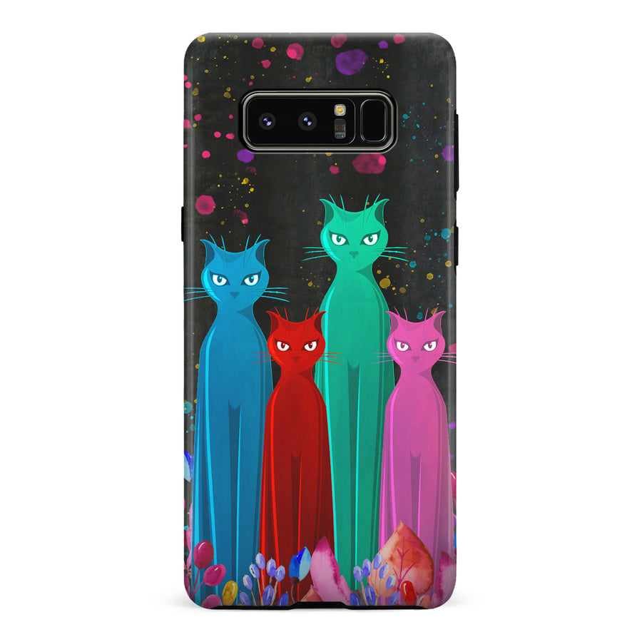 Samsung Galaxy Note 8 Cosmic Cats in Vibrant Colors Space Design Cat Phone Case