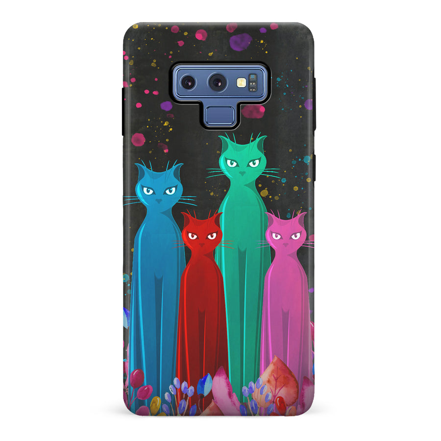 Samsung Galaxy Note 9 Cosmic Cats in Vibrant Colors Space Design Cat Phone Case