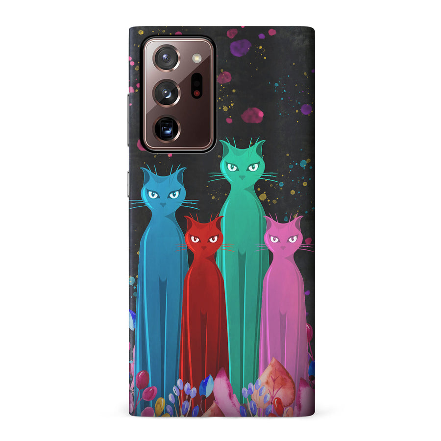 Samsung Galaxy Note 20 Ultra Cosmic Cats in Vibrant Colors Space Design Cat Phone Case