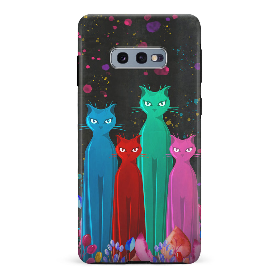 Samsung Galaxy S10e Cosmic Cats in Vibrant Colors Space Design Cat Phone Case