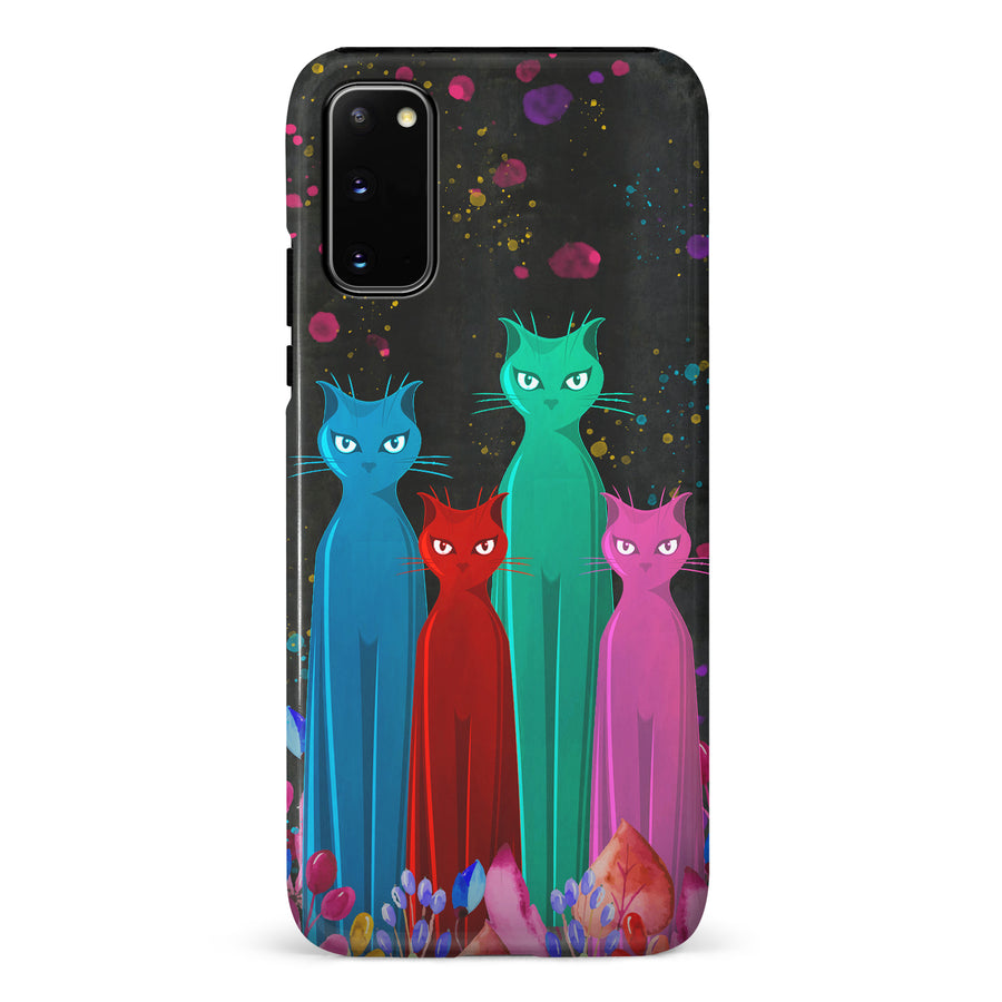 Samsung Galaxy S20 Cosmic Cats in Vibrant Colors Space Design Cat Phone Case