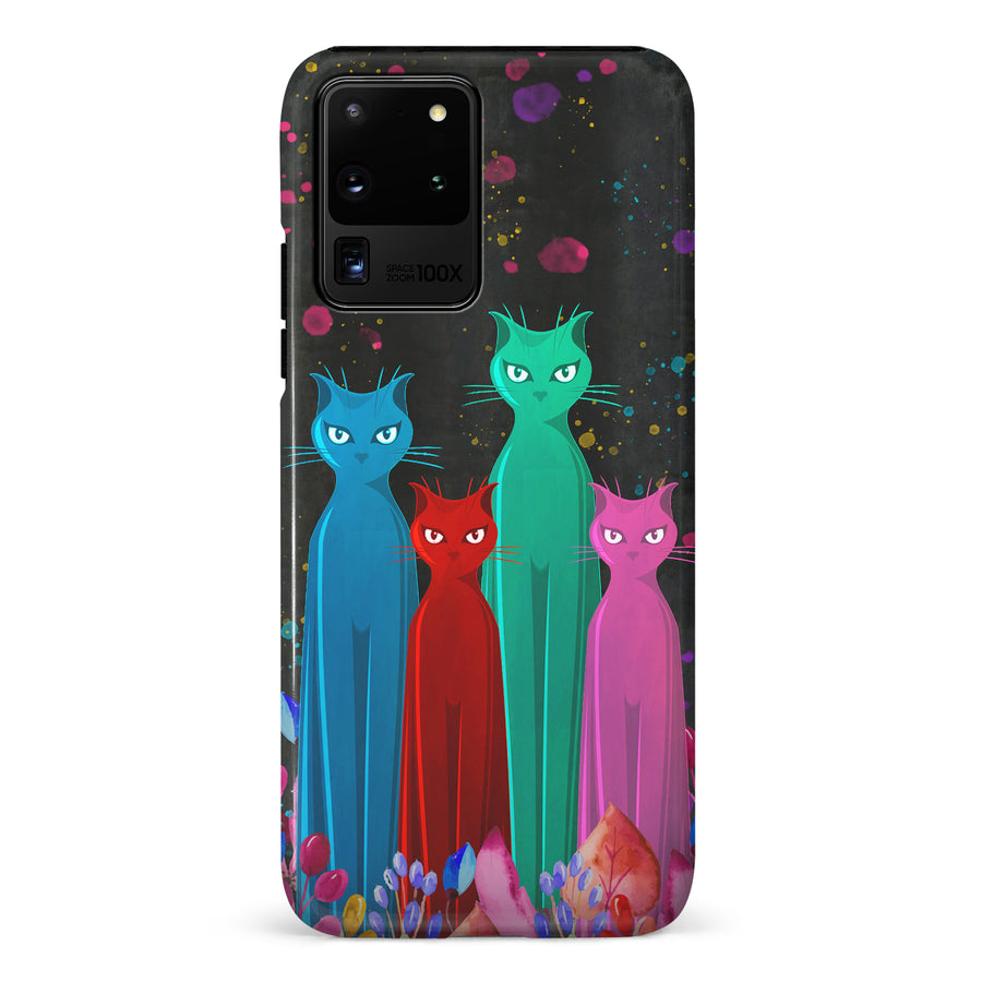 Samsung Galaxy S20 Ultra Cosmic Cats in Vibrant Colors Space Design Cat Phone Case