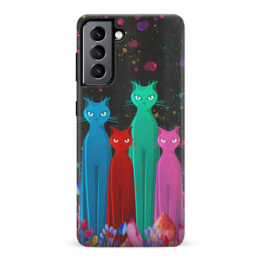 Samsung Galaxy S22 Cosmic Cats in Vibrant Colors Space Design Cat Phone Case