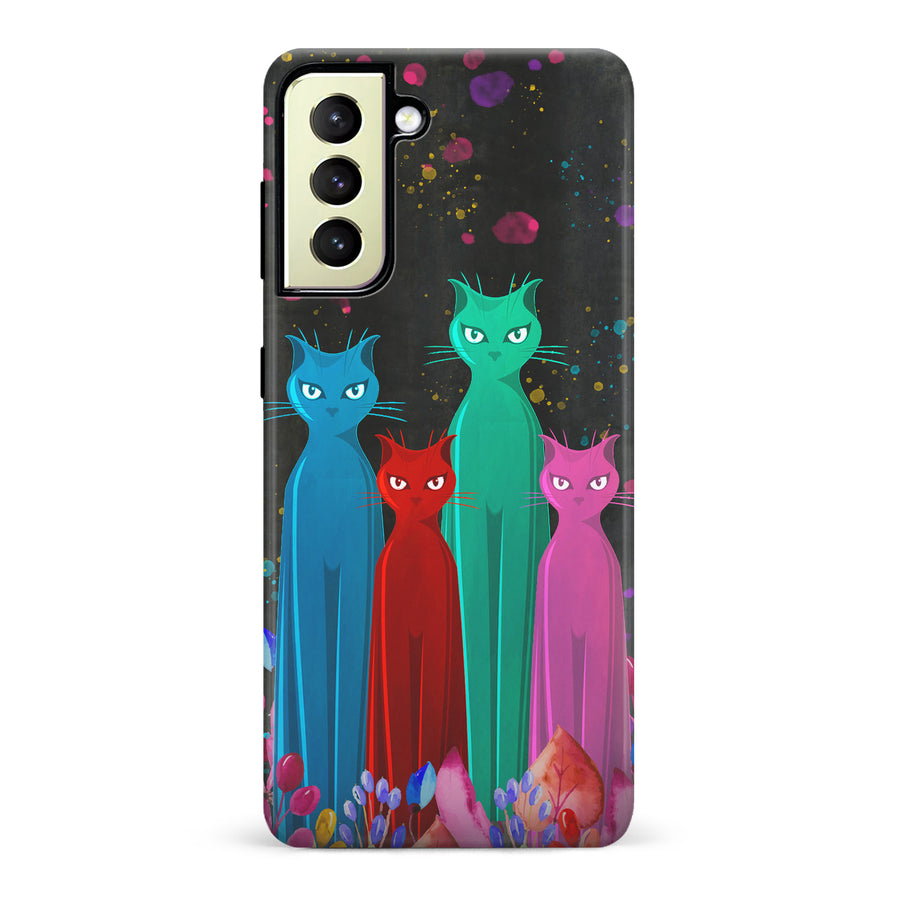 Cosmic Cats in Vibrant Colors Space Design Cat Phone Case