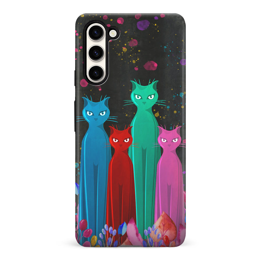 Samsung Galaxy S23 Cosmic Cats in Vibrant Colors Space Design Cat Phone Case