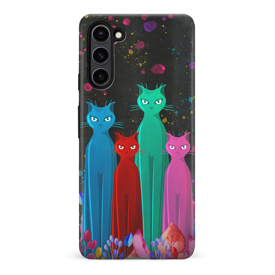 Samsung Galaxy S23 Plus Cosmic Cats in Vibrant Colors Space Design Cat Phone Case