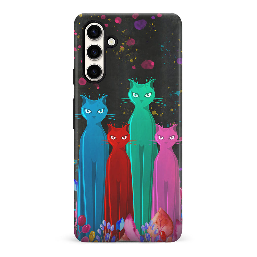 Samsung Galaxy S23 FE Cosmic Cats in Vibrant Colors Space Design Cat Phone Case