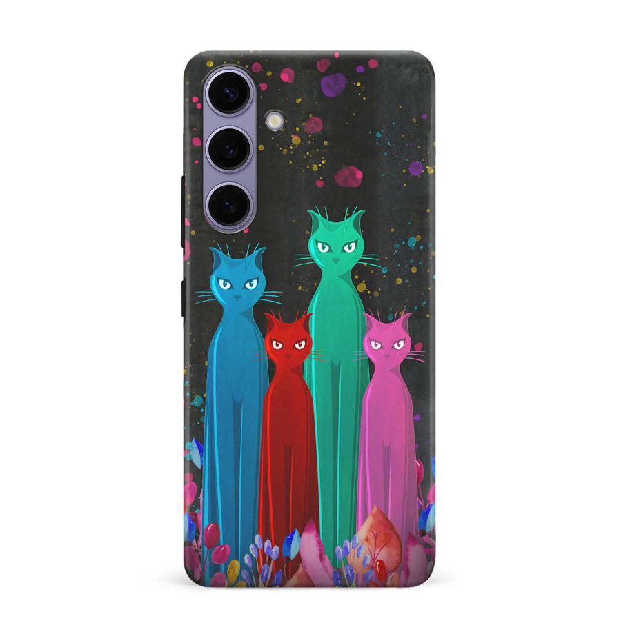 Samsung Galaxy S24 Plus Cosmic Cats in Vibrant Colors Space Design Cat Phone Case