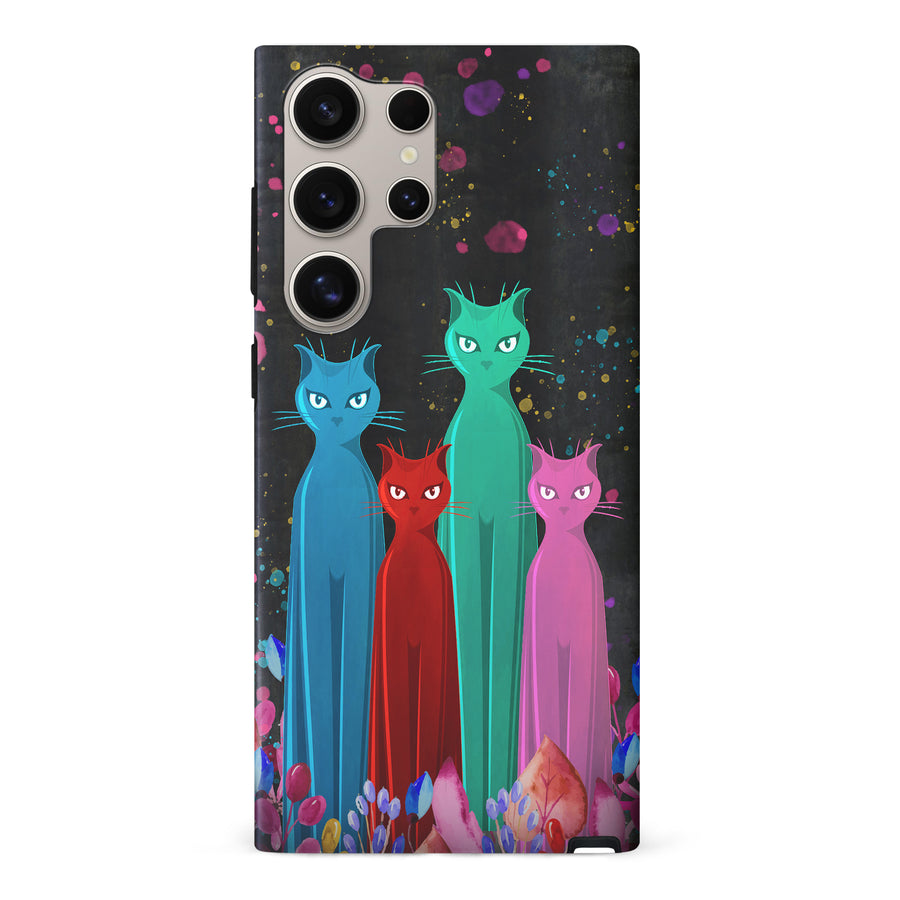 Samsung Galaxy S24 Ultra Cosmic Cats in Vibrant Colors Space Design Cat Phone Case