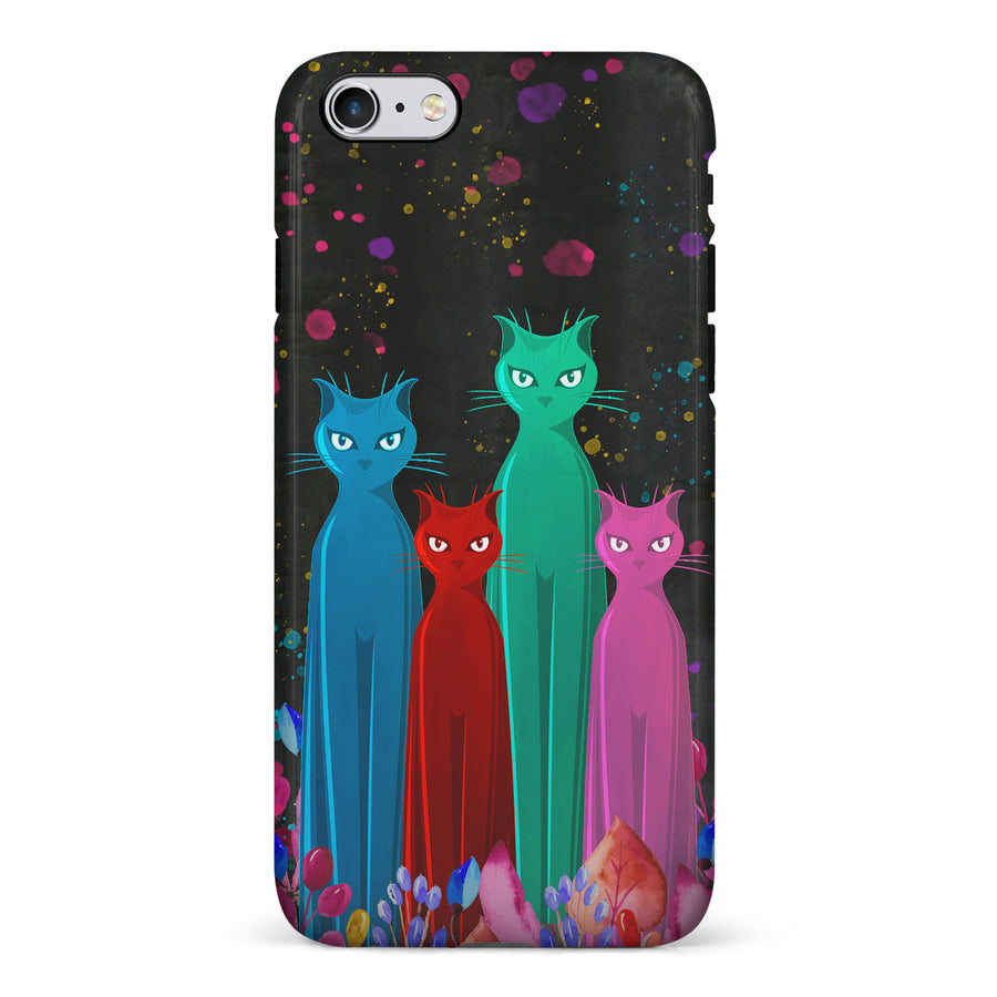 iPhone 6 Cosmic Cats in Vibrant Colors Space Design Cat Phone Case