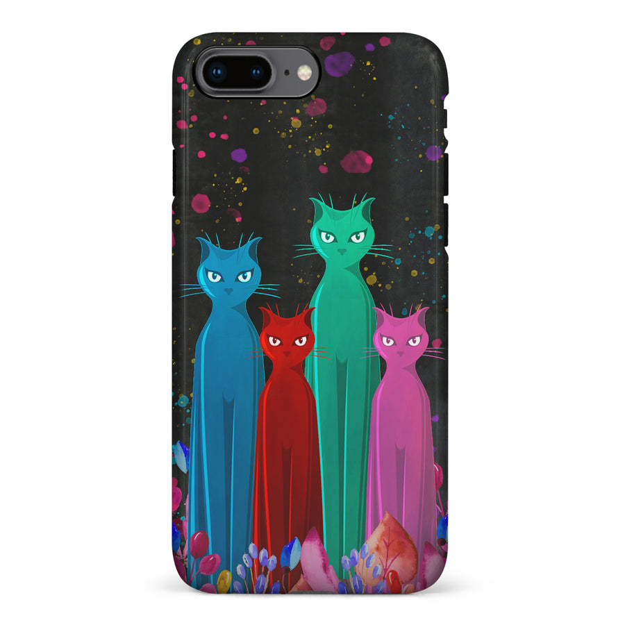 iPhone 8 Plus Cosmic Cats in Vibrant Colors Space Design Cat Phone Case