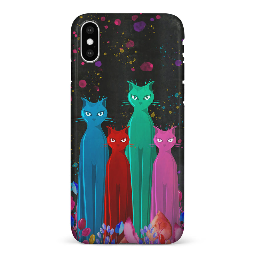 iPhone X/XS Cosmic Cats in Vibrant Colors Space Design Cat Phone Case