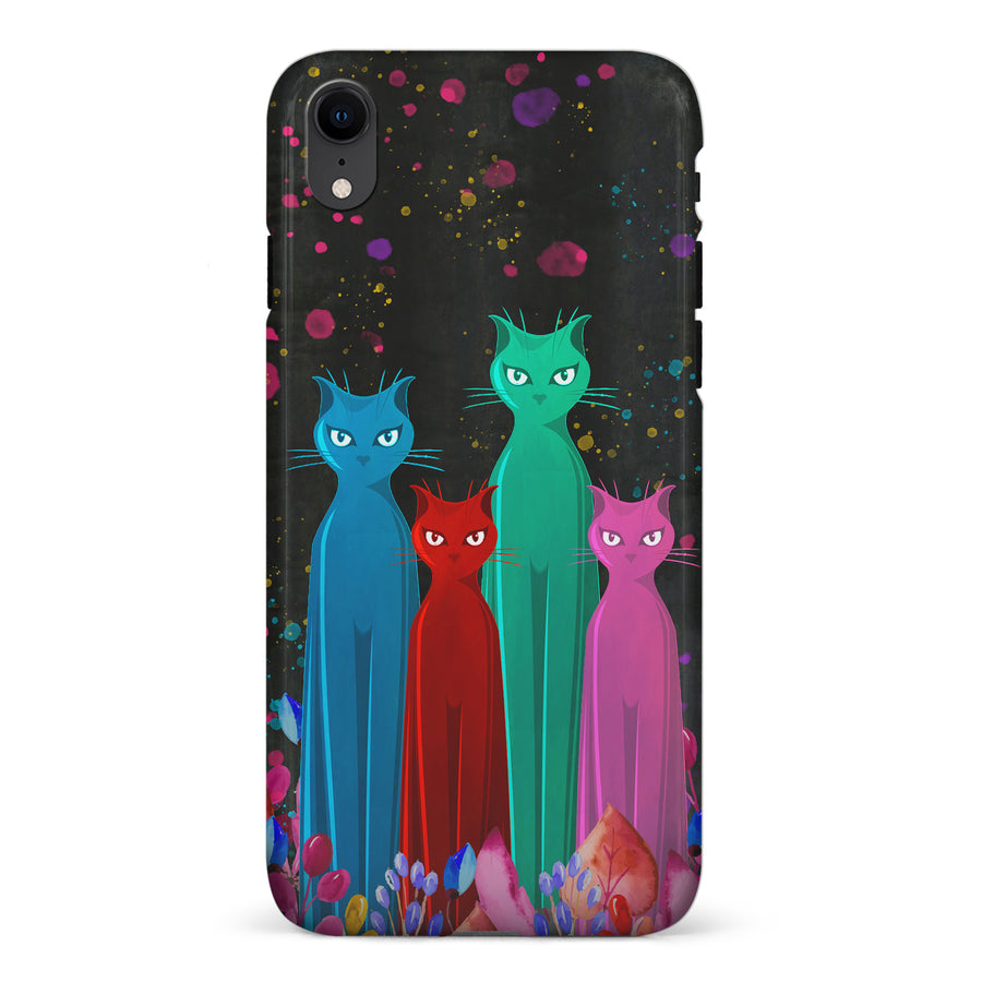 iPhone XR Cosmic Cats in Vibrant Colors Space Design Cat Phone Case