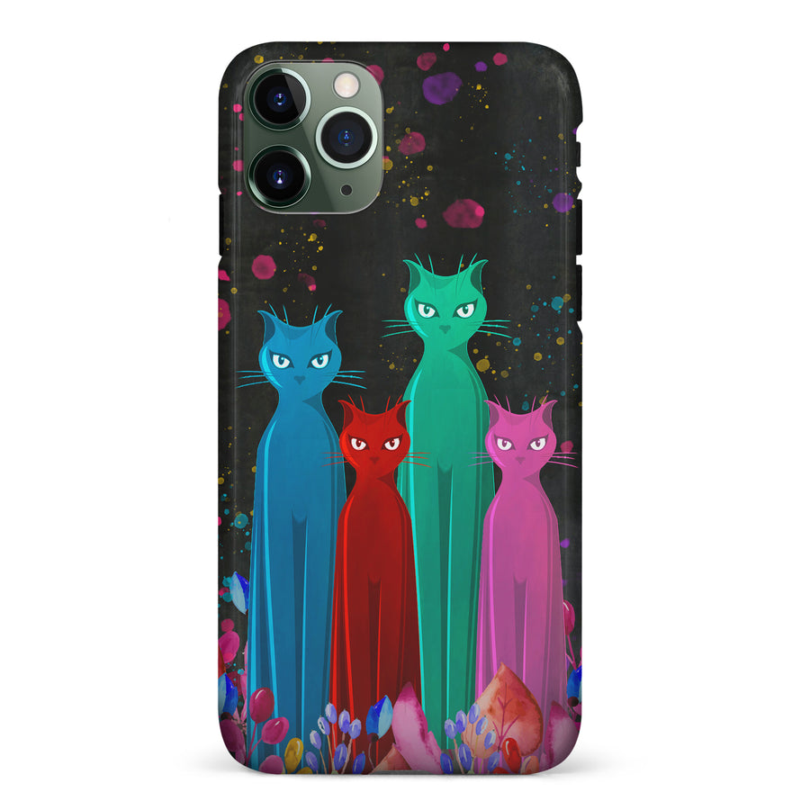 iPhone 11 Pro Cosmic Cats in Vibrant Colors Space Design Cat Phone Case