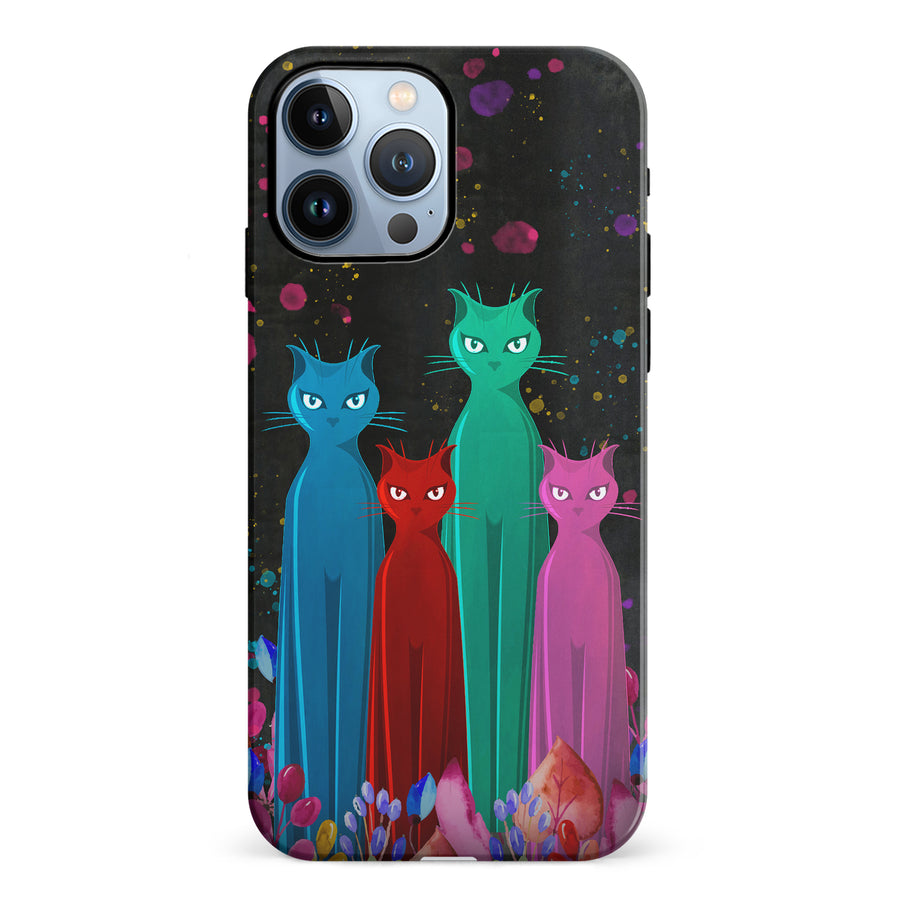 iPhone 12 Pro Cosmic Cats in Vibrant Colors Space Design Cat Phone Case