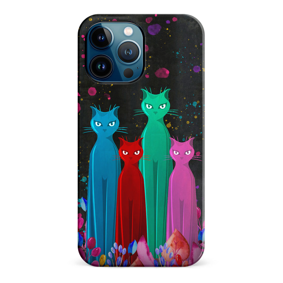 iPhone 12 Pro Max Cosmic Cats in Vibrant Colors Space Design Cat Phone Case