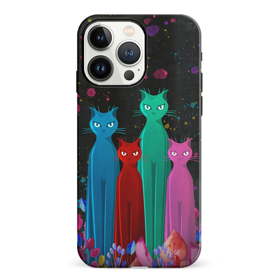 iPhone 13 Pro Cosmic Cats in Vibrant Colors Space Design Cat Phone Case